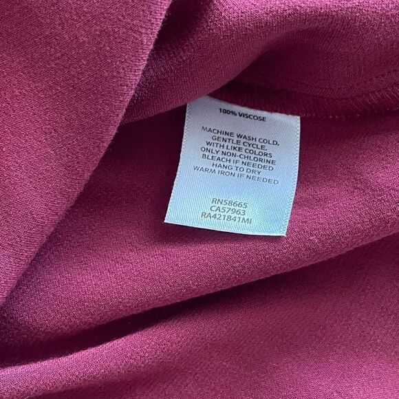 Rachel Parcell Red Grape Ruffle Neck Satin Blouse - Picture 6 of 6